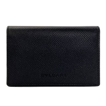 BVLGARI logo Card Case Leather Ladies [Used]