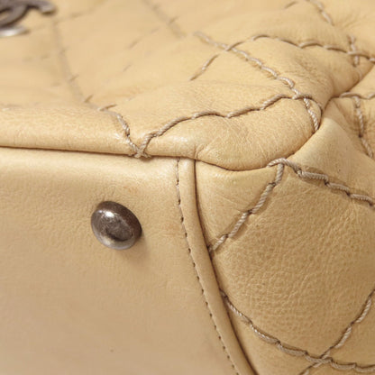 CHANEL COCO Mark Wild Stitch SilverHardware Shoulder Bag Calf Ladies [Used]