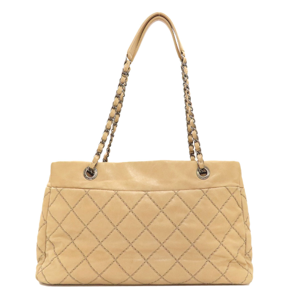 CHANEL COCO Mark Wild Stitch SilverHardware Shoulder Bag Calf Ladies [Used]
