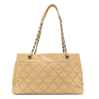 CHANEL COCO Mark Wild Stitch SilverHardware Shoulder Bag Calf Ladies [Used]
