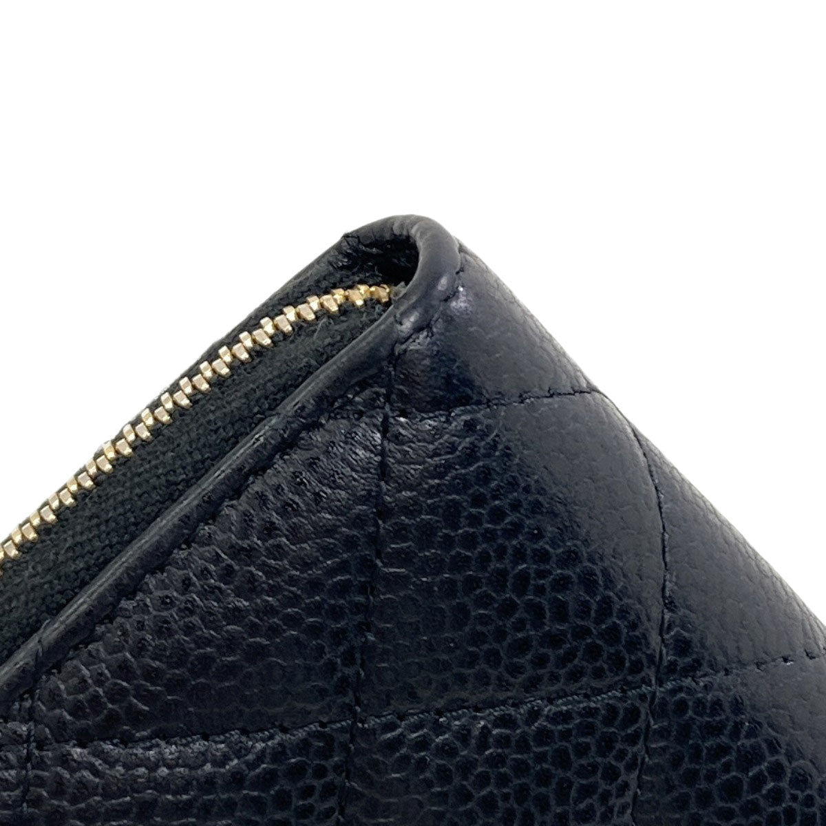 CHANEL COCO Mark Matelasse GoldHardware Card Case Grained Calfskin Skin Ladies [Used]