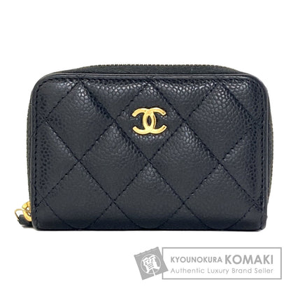 CHANEL COCO Mark Matelasse GoldHardware Card Case Grained Calfskin Skin Ladies [Used]