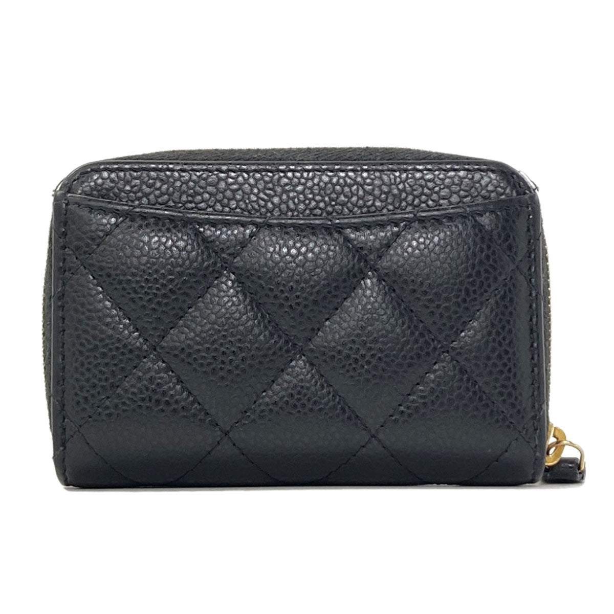 CHANEL COCO Mark Matelasse GoldHardware Card Case Grained Calfskin Skin Ladies [Used]