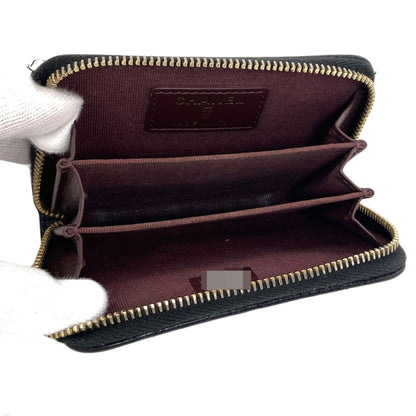 CHANEL COCO Mark Matelasse GoldHardware Card Case Grained Calfskin Skin Ladies [Used]