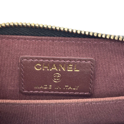 CHANEL COCO Mark Matelasse GoldHardware Card Case Grained Calfskin Skin Ladies [Used]