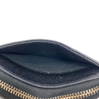 CHANEL COCO Mark Matelasse GoldHardware Card Case Grained Calfskin Skin Ladies [Used]