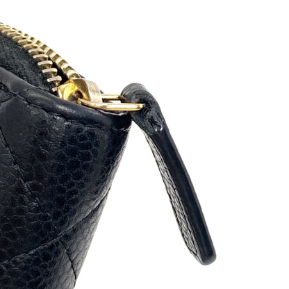 CHANEL COCO Mark Matelasse GoldHardware Card Case Grained Calfskin Skin Ladies [Used]