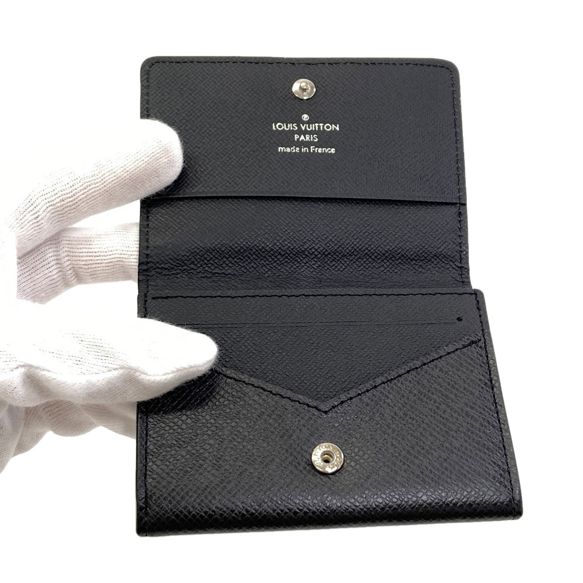 LOUIS VUITTON M64595 Anne Vert Cult De Visit Card Case Taiga Ladies [Used]