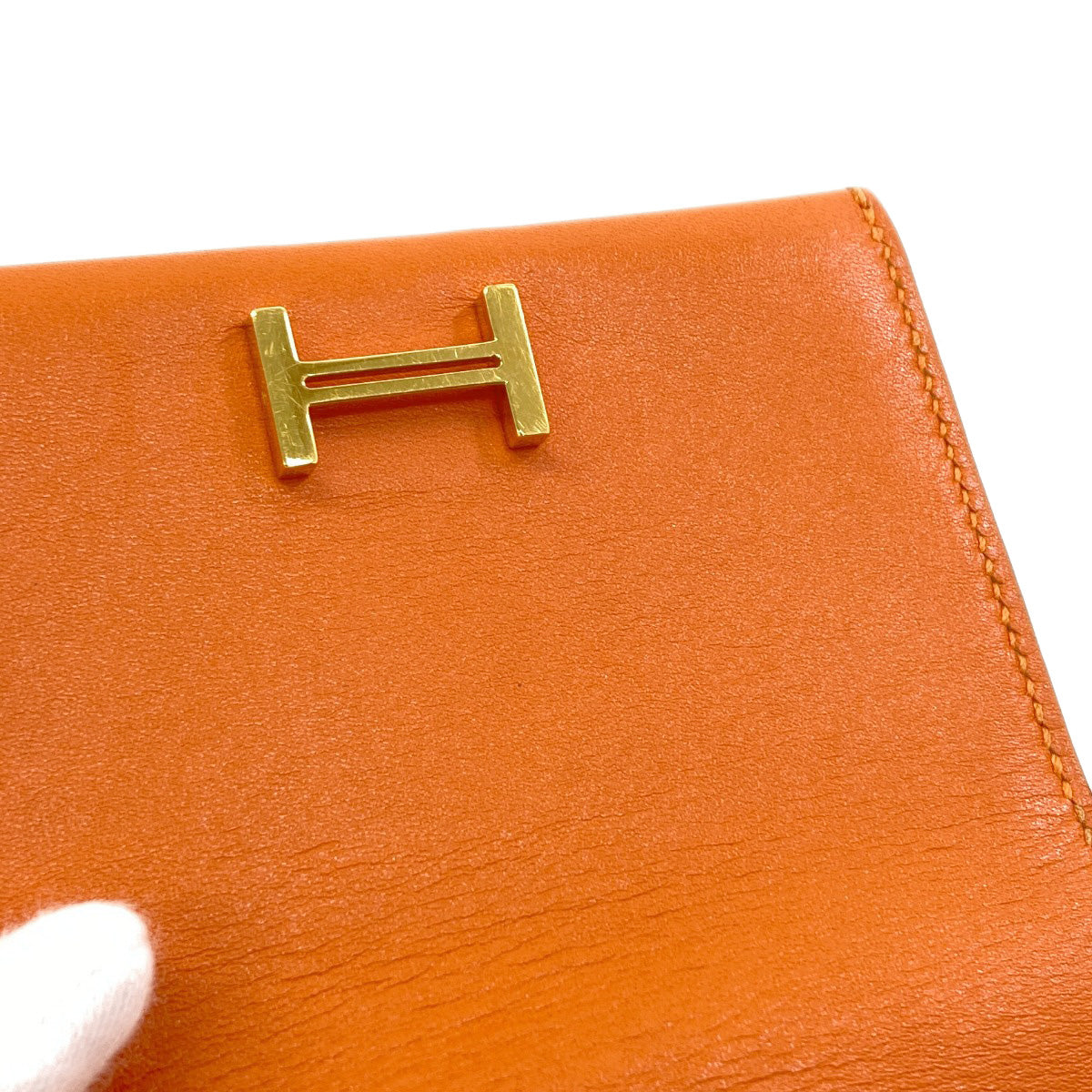 HERMES Bearn Gold Hardware Card Case Calf Ladies [Used]