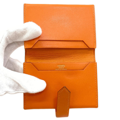 HERMES Bearn Gold Hardware Card Case Calf Ladies [Used]
