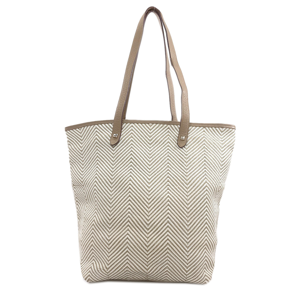 HERMES Cabas Chennai MM SilverHardware Tote Bag Leather CanvasLadies [Used]
