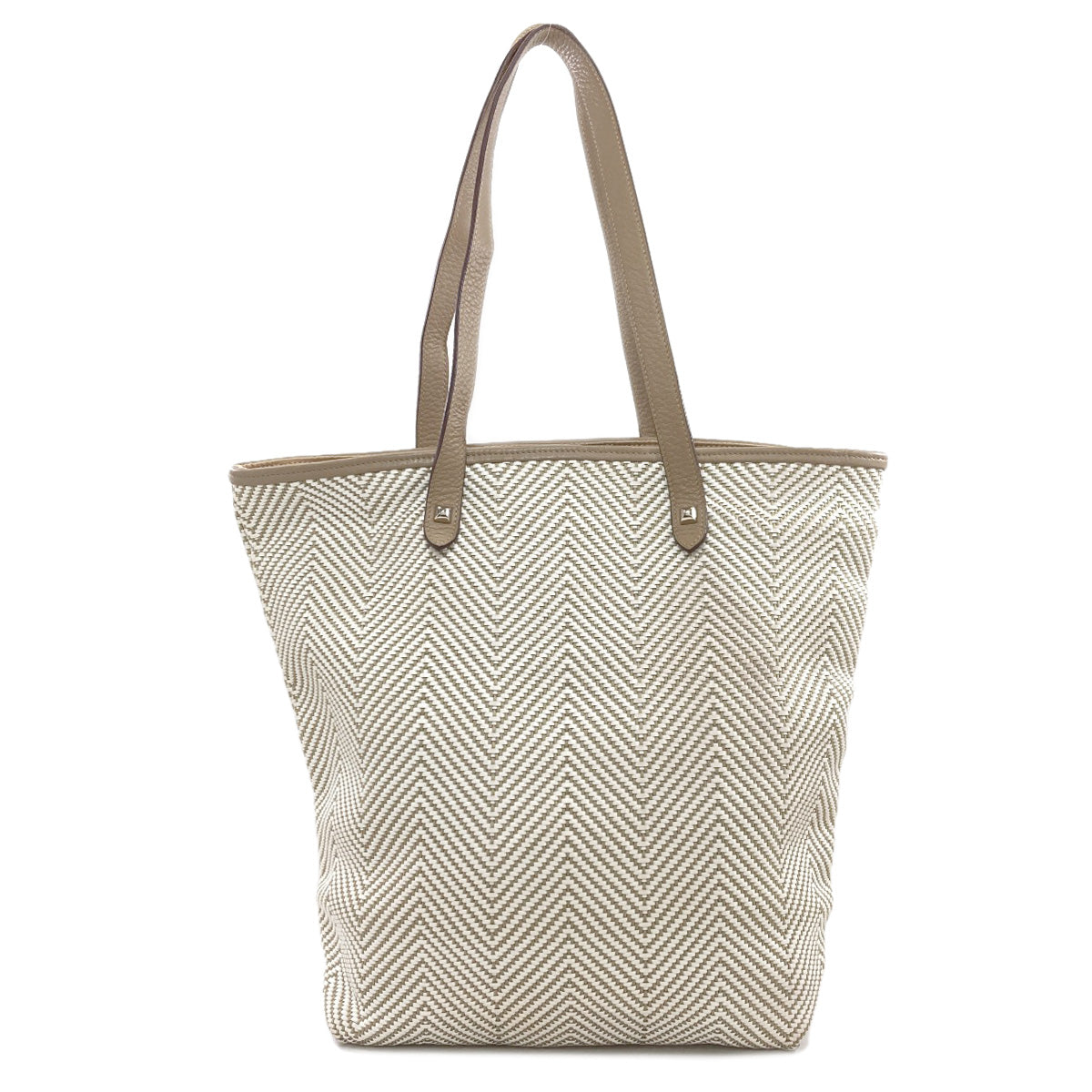 HERMES Cabas Chennai MM SilverHardware Tote Bag Leather CanvasLadies [Used]