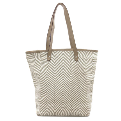 HERMES Cabas Chennai MM SilverHardware Tote Bag Leather CanvasLadies [Used]