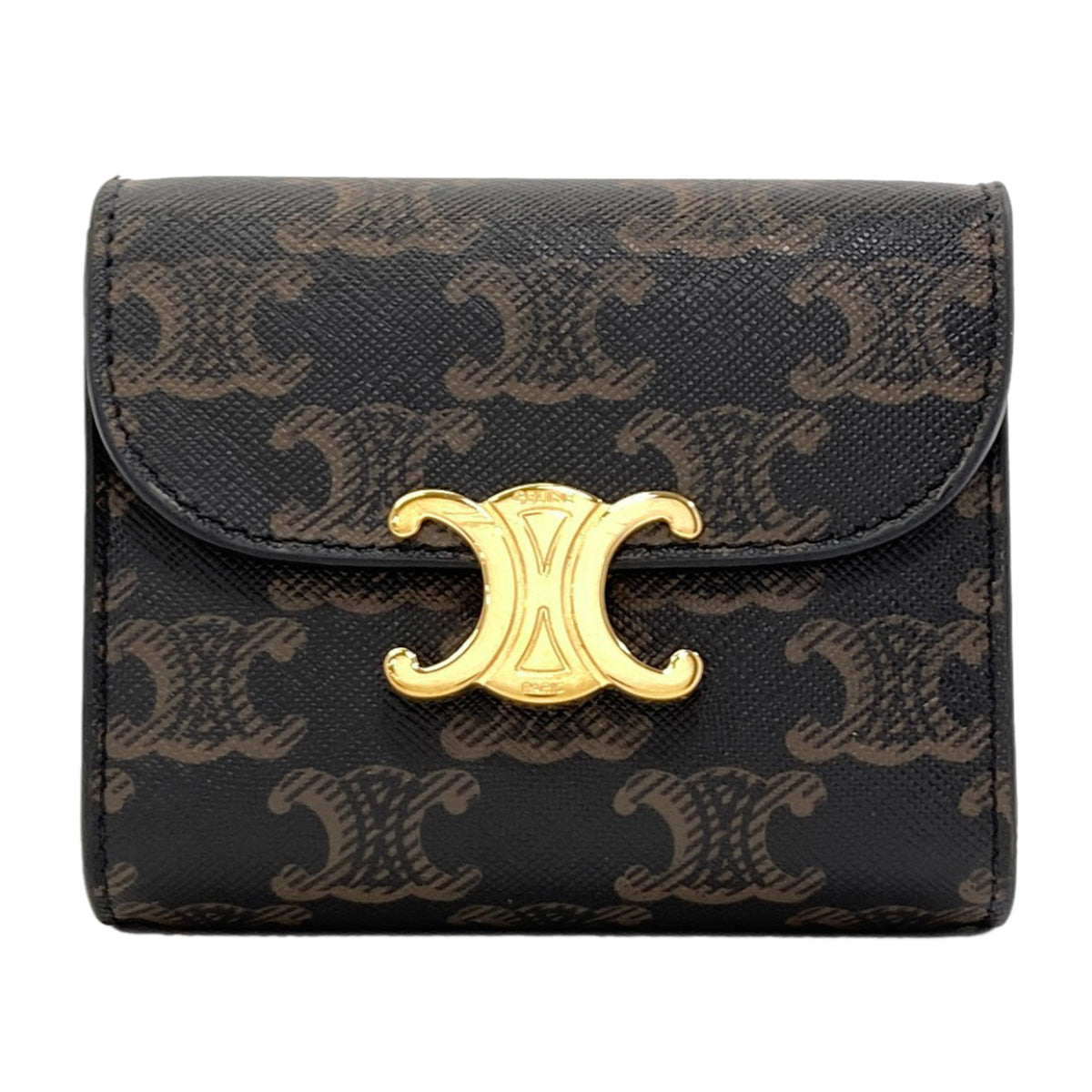 CELINE Small flap wallet Triomphe Tri-fold wallet (with Coin Pocket) Leather Ladies [Used]