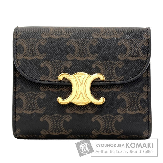 CELINE Small flap wallet Triomphe Tri-fold wallet (with Coin Pocket) Leather Ladies [Used]