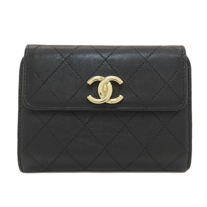 CHANEL COCO Mark Matelasse GoldHardware Bifold Wallet with Coin Pocket Calf Ladies [Used]