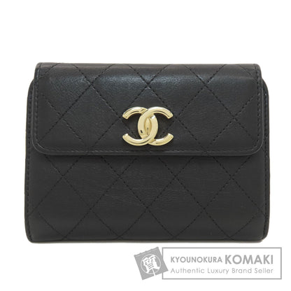 CHANEL COCO Mark Matelasse GoldHardware Bifold Wallet with Coin Pocket Calf Ladies [Used]
