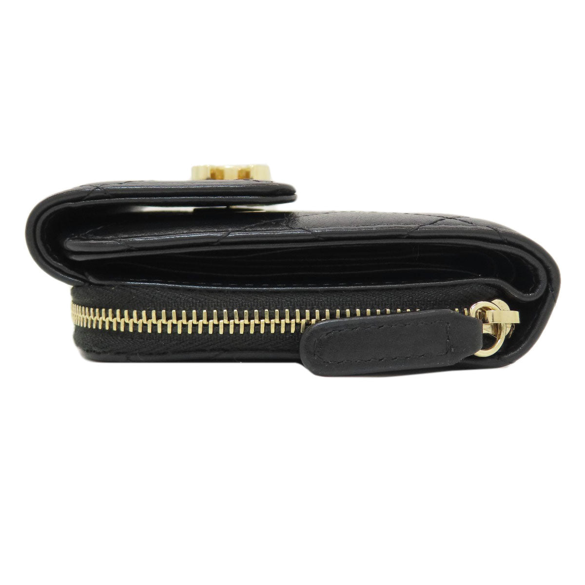 CHANEL COCO Mark Matelasse GoldHardware Bifold Wallet with Coin Pocket Calf Ladies [Used]