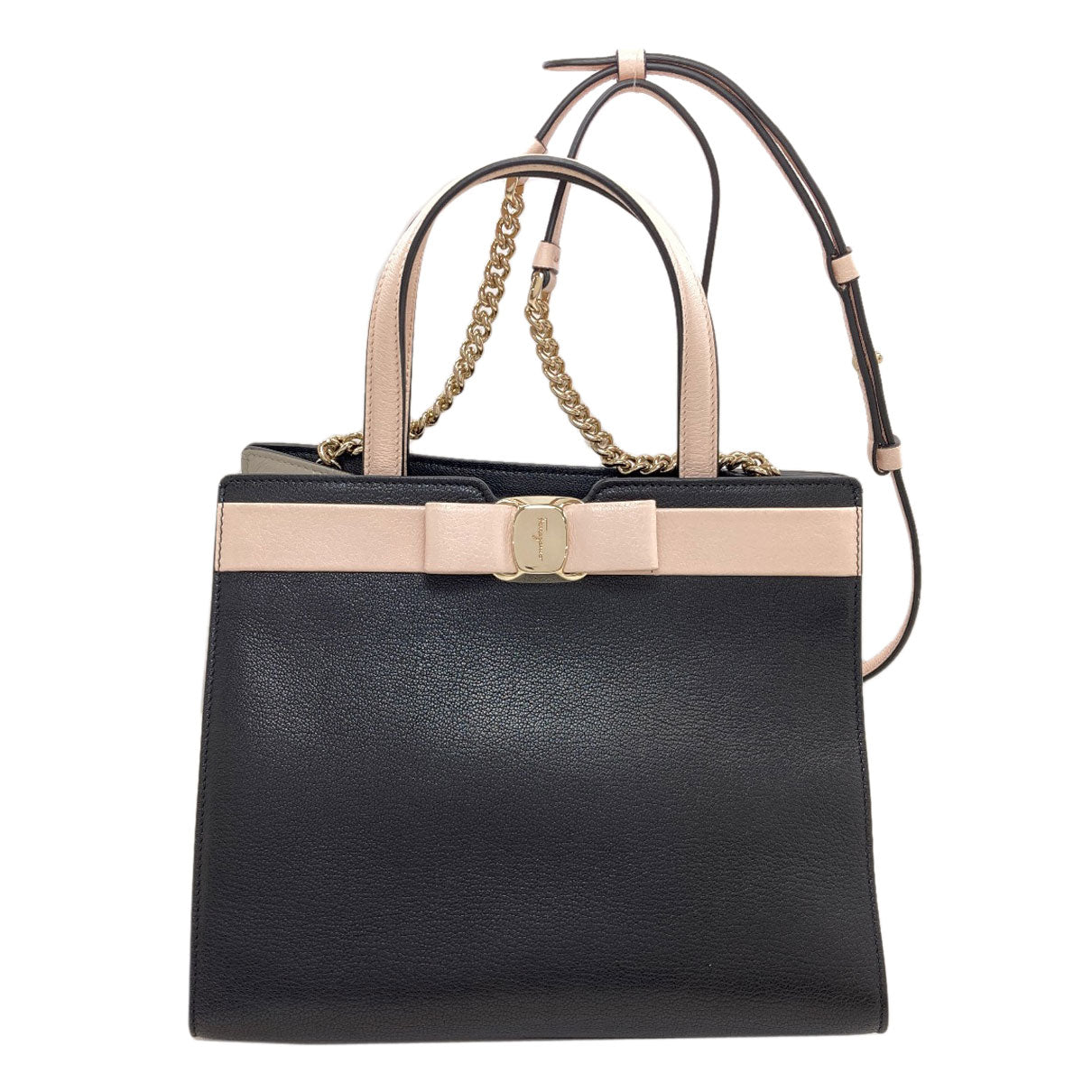 Salvatore Ferragamo Vala Ribbon 2WAY Handbag Leather Ladies [Used]