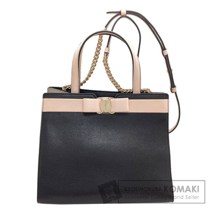 Salvatore Ferragamo Vala Ribbon 2WAY Handbag Leather Ladies [Used]
