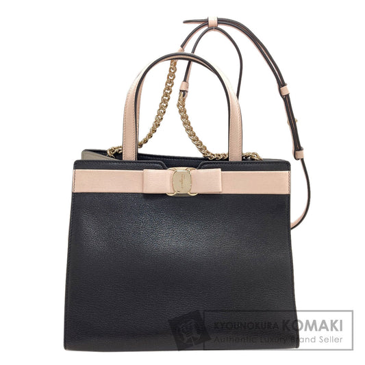Salvatore Ferragamo Vala Ribbon 2WAY Handbag Leather Ladies [Used]
