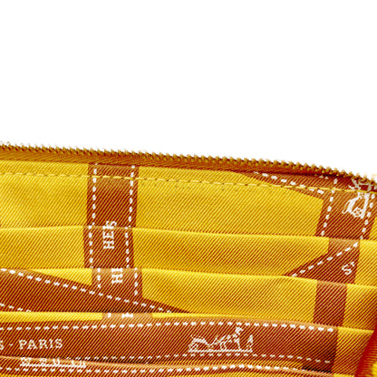 HERMES Azap Silk-in Long Gold SilverHardware Long wallet (with coin pocket) Epsom Ladies [Used]