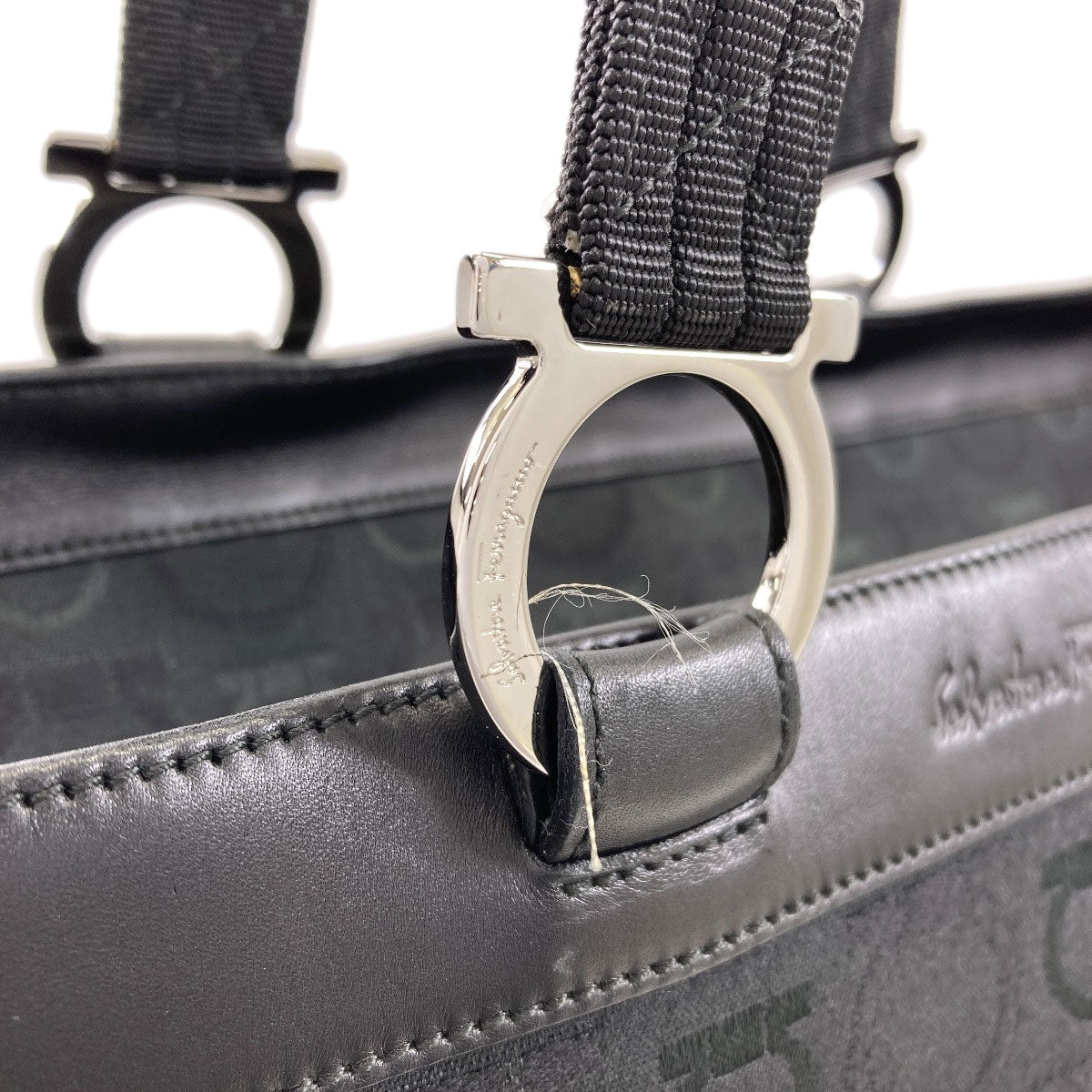Salvatore Ferragamo GanciniHardware Tote Bag Canvas Ladies [Used]