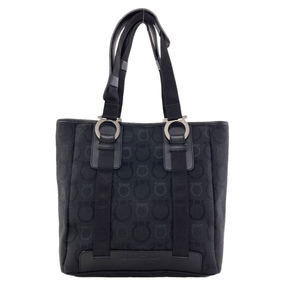 Salvatore Ferragamo Gancini Hardware motif Handbag Canvas Ladies [Used]