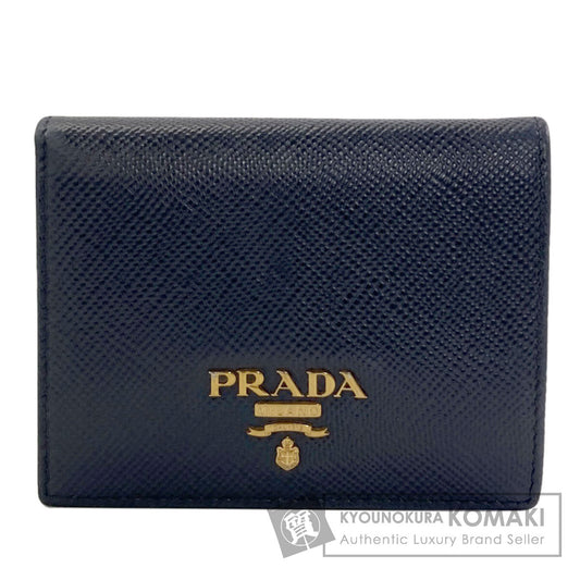 PRADA logo Bifold Wallet with Coin Pocket Safiano Ladies [Used]