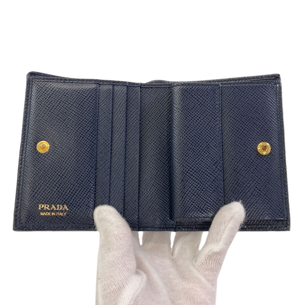 PRADA logo Bifold Wallet with Coin Pocket Safiano Ladies [Used]