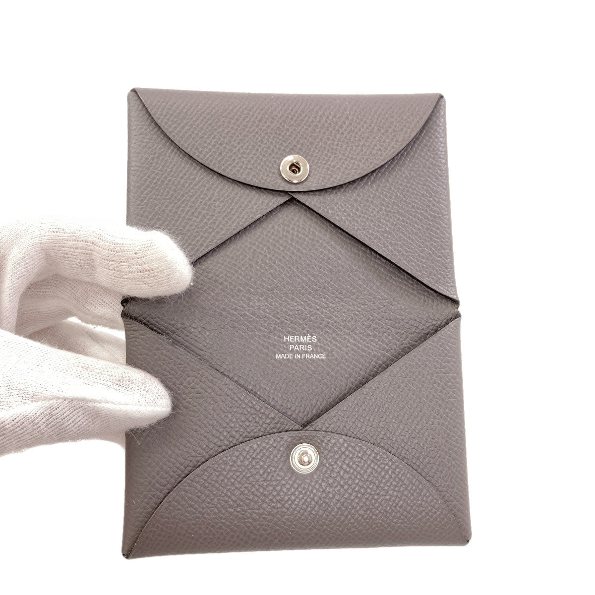 HERMES Calvi SilverHardware Card Case Epsom Ladies [Used]
