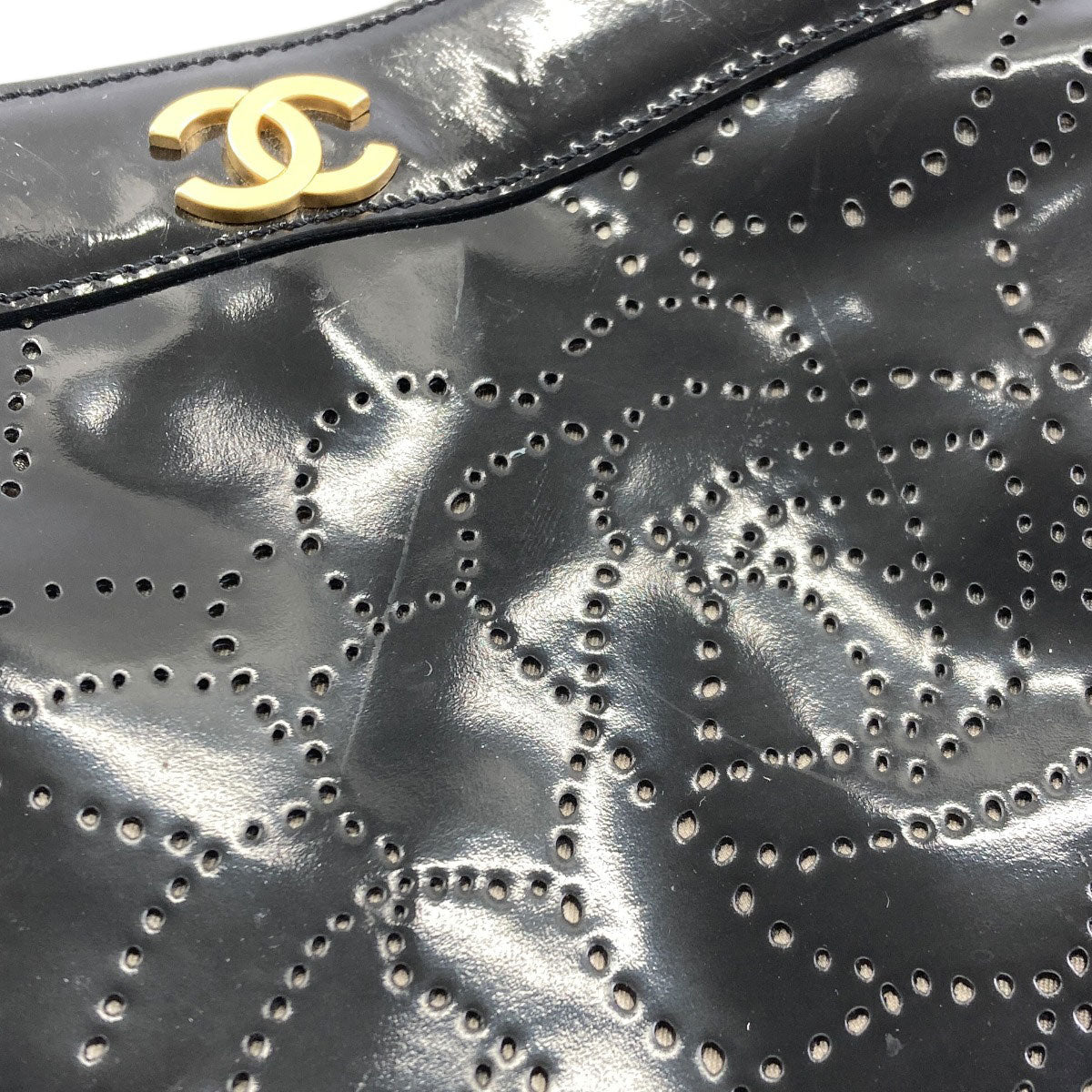 CHANEL Camellia Punching GoldHardware Handbag Enamel Ladies [Used]