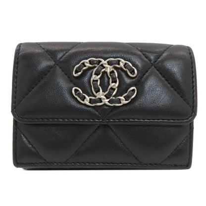 CHANEL Chanel 19 Small Flap Matelasse SilverHardware Tri-fold wallet (with Coin Pocket) Lambskin Ladies [Used]