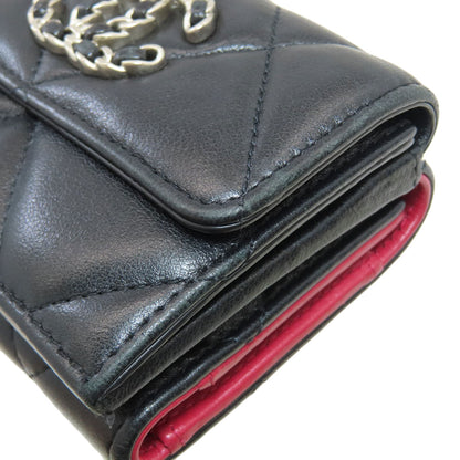 CHANEL Chanel 19 Small Flap Matelasse SilverHardware Tri-fold wallet (with Coin Pocket) Lambskin Ladies [Used]