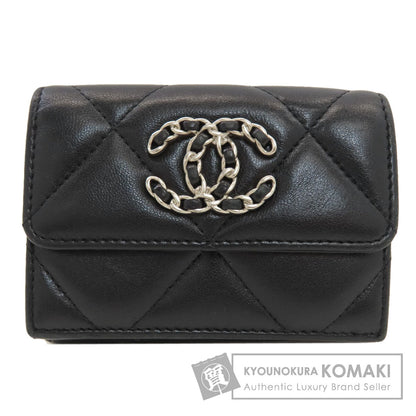CHANEL Chanel 19 Small Flap Matelasse SilverHardware Tri-fold wallet (with Coin Pocket) Lambskin Ladies [Used]