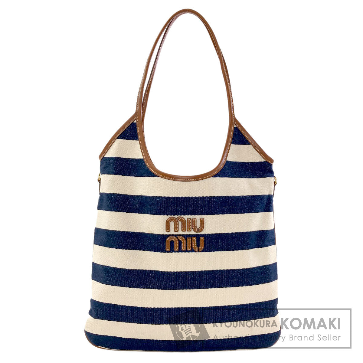 MIUMIU Ivy Border Tote Bag Canvas LeatherLadies [Used]