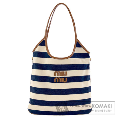 MIUMIU Ivy Border Tote Bag Canvas LeatherLadies [Used]