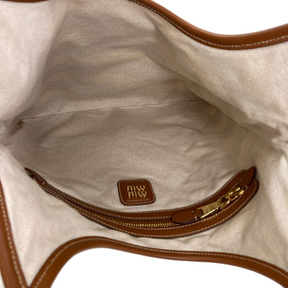 MIUMIU Ivy Border Tote Bag Canvas LeatherLadies [Used]