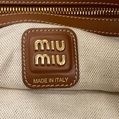 MIUMIU Ivy Border Tote Bag Canvas LeatherLadies [Used]