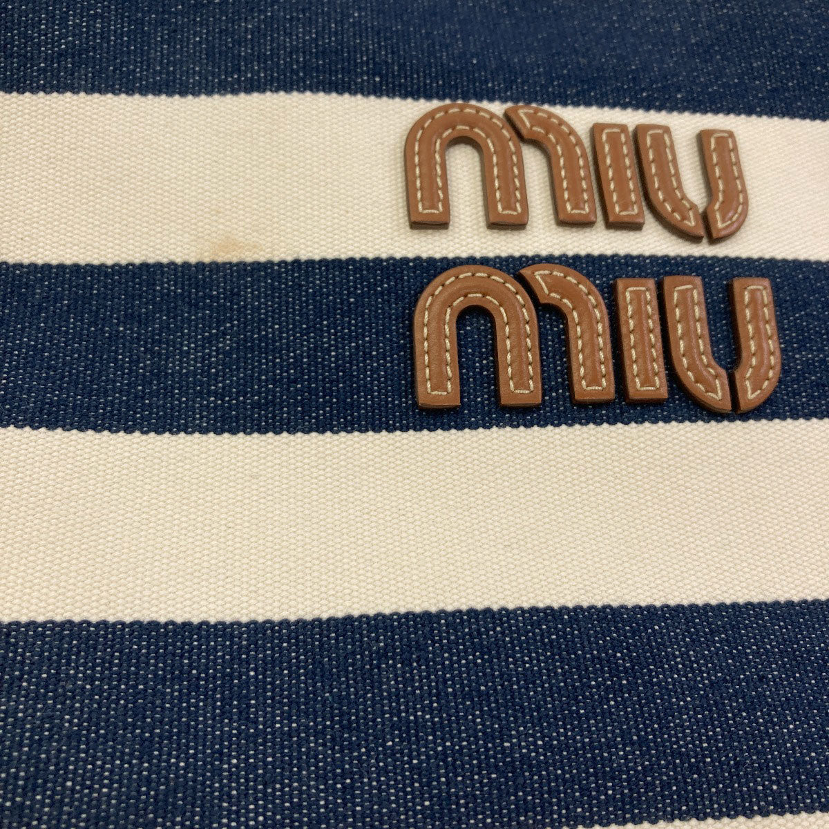 MIUMIU Ivy Border Tote Bag Canvas LeatherLadies [Used]