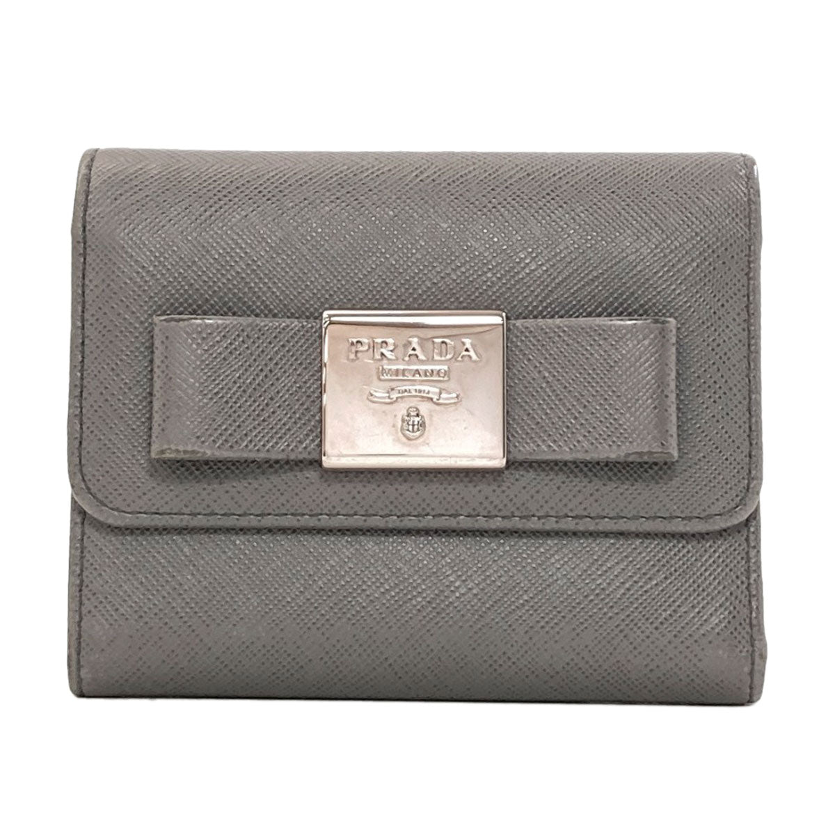PRADA logo Tri-fold wallet (with Coin Pocket) Safiano Ladies [Used]
