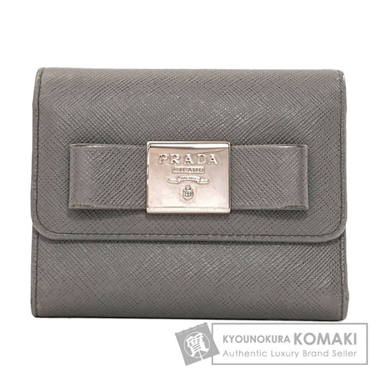 PRADA logo Tri-fold wallet (with Coin Pocket) Safiano Ladies [Used]