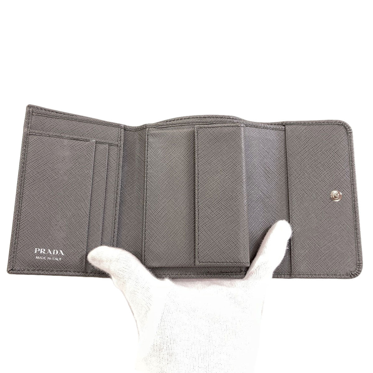 PRADA logo Tri-fold wallet (with Coin Pocket) Safiano Ladies [Used]
