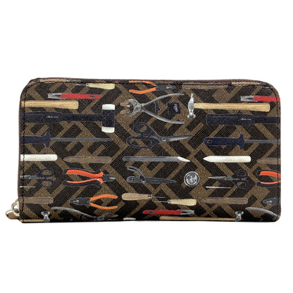 FENDI Zucca pattern Long wallet (with coin pocket) Leather Ladies [Used]