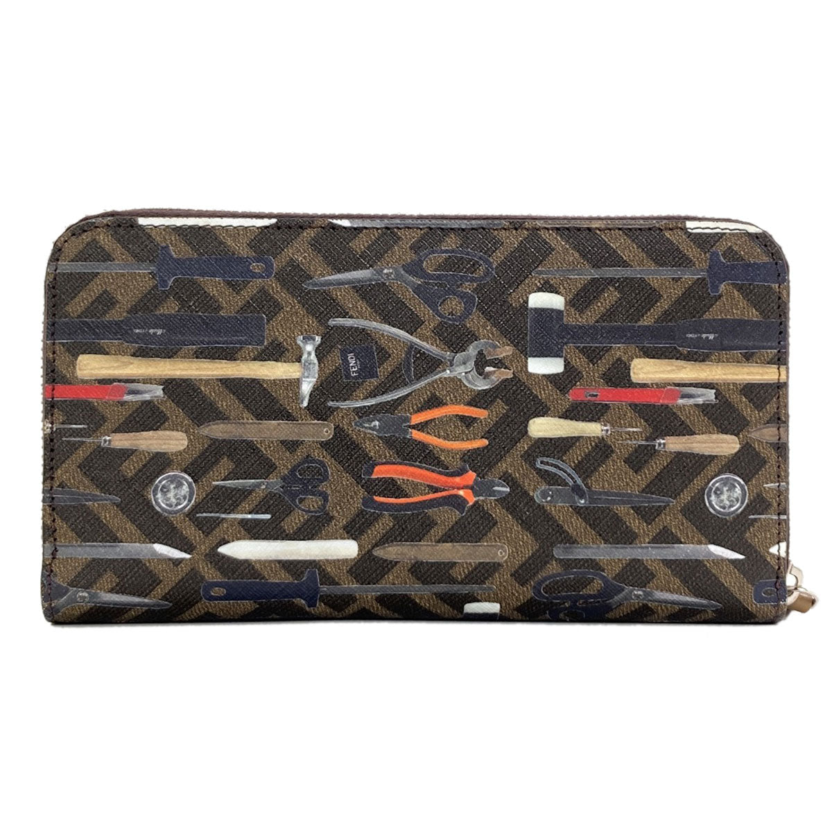 FENDI Zucca pattern Long wallet (with coin pocket) Leather Ladies [Used]