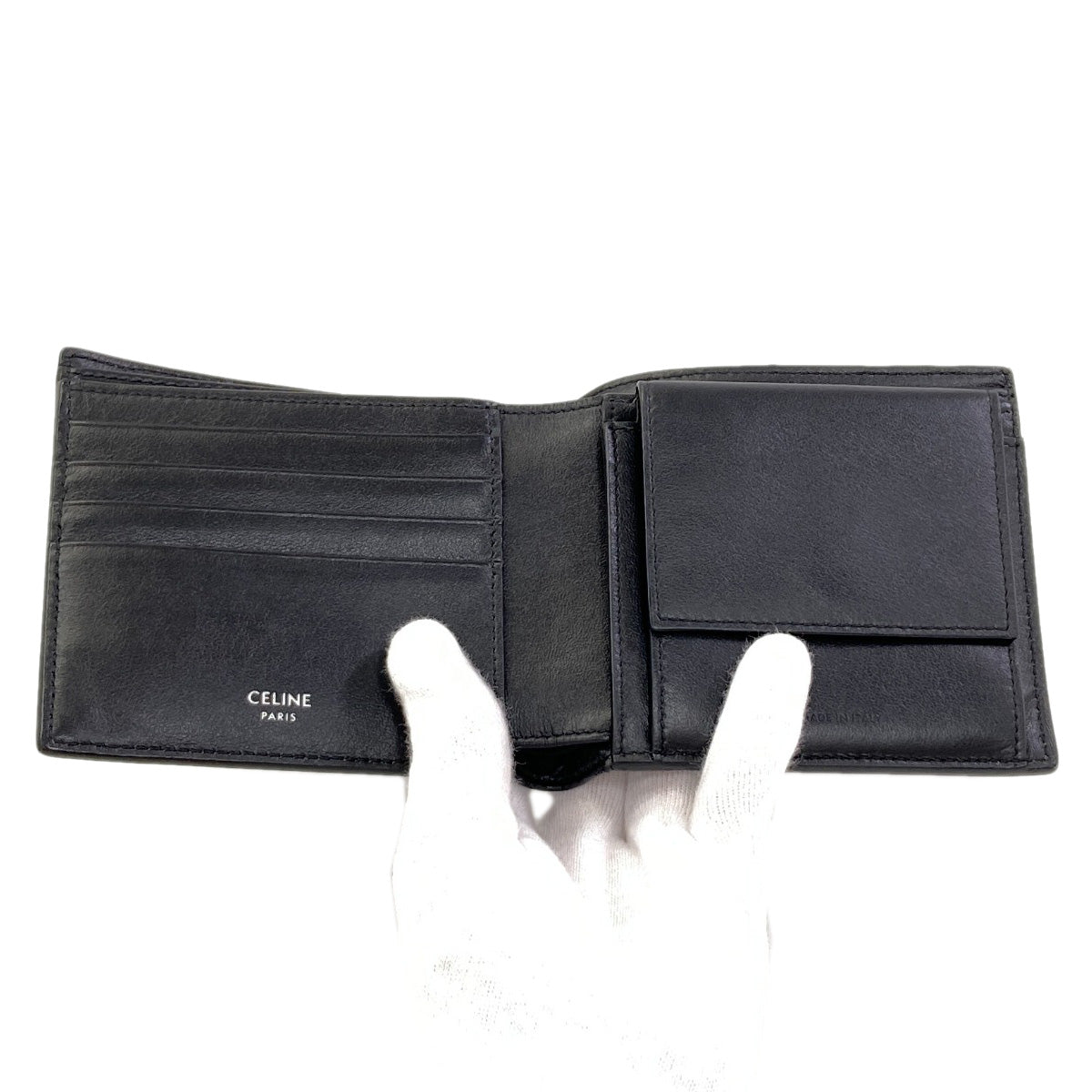 CELINE logo Bifold Wallet with Coin Pocket Leather mens [Used]