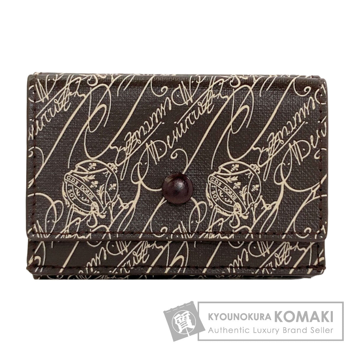 Berluti Acajou Toile Marbouf Tri-fold wallet (with Coin Pocket) Leather Ladies [Used]