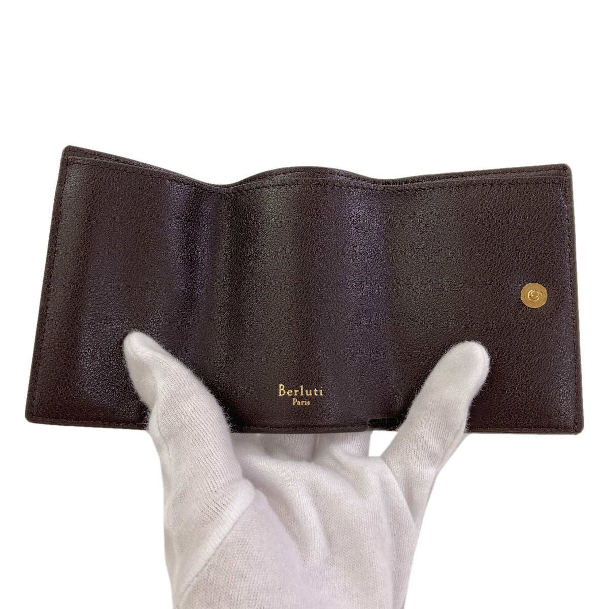 Berluti Acajou Toile Marbouf Tri-fold wallet (with Coin Pocket) Leather Ladies [Used]