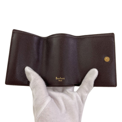 Berluti Acajou Toile Marbouf Tri-fold wallet (with Coin Pocket) Leather Ladies [Used]