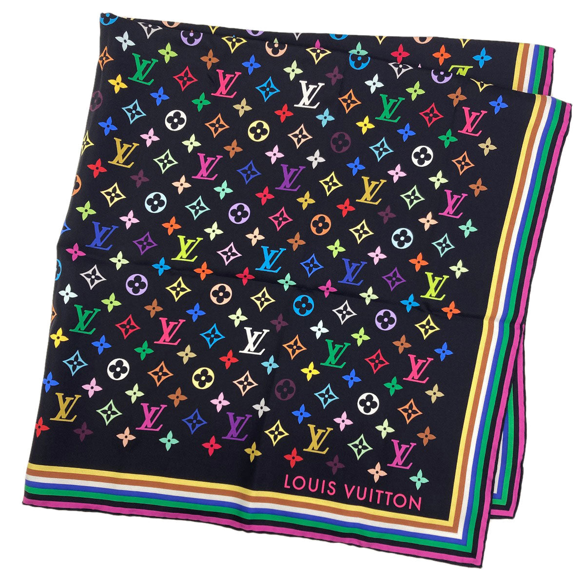 LOUIS VUITTON M71914 I Love Monogram: Takashi Murakami Collaboration Scarf Silk Ladies [Used]